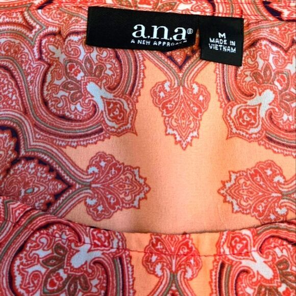 EC A.N.A. BOHO PAISLEY SHORT SLEEVE BLOUSE SZ.M - Picture 4 of 4